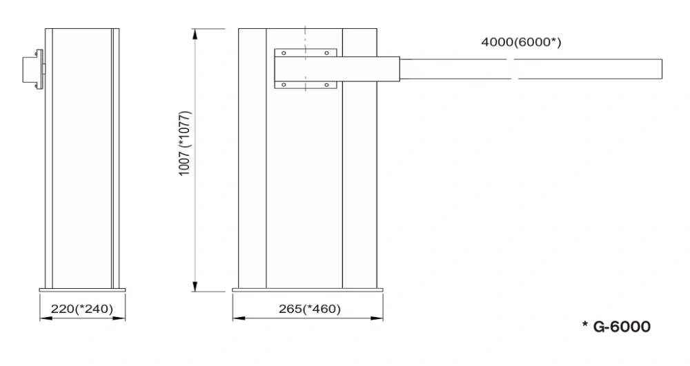 CAME závora G-6000 s elektronikou 24V, do 6,5m bez ramena