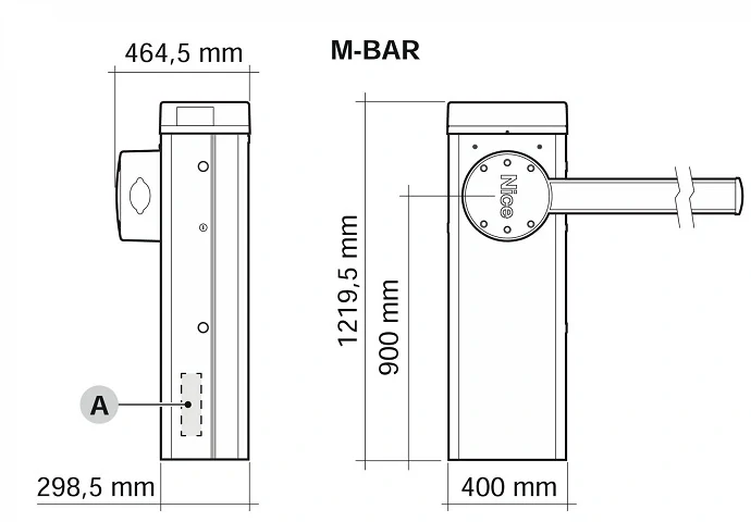 NICE závora M3BAR s elektronikou 24V, do 3m