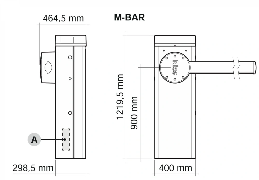NICE závora M7BAR s elektronikou 24V, do 7m